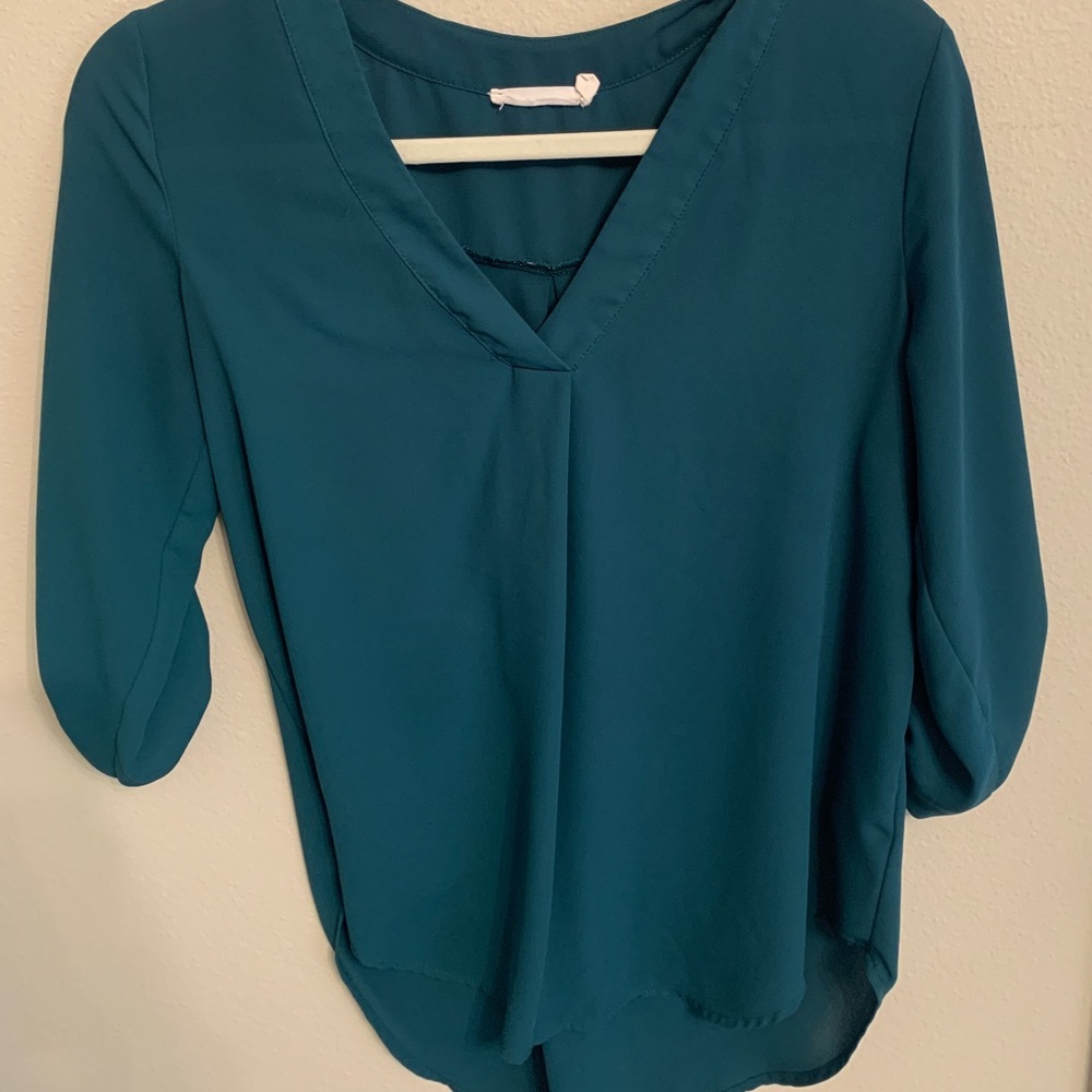 Dark Teal Flowy Blouse